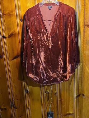 torrid Rust Velvet Split V-Neck Tunic Top